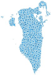 Map of Bahrain - Middle East - in a mosaic of blue bubbles