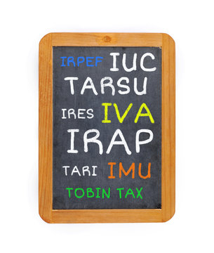 tasse e imposte italiane sulla lavagna
