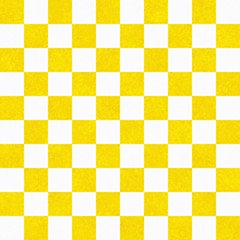 Bright Yellow and White Checkers on Textured Fabric Background