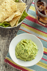 Home made nachos with guacamole