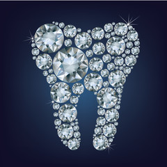 illustration of tooth made up a lot of diamonds - 64330551