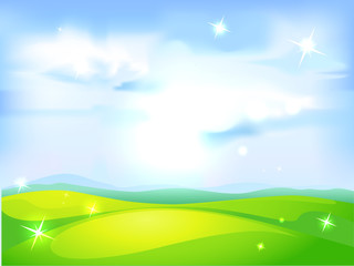 vector horizontal natural background with blue sky