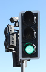 UK traffic light green at pedestrian crossing