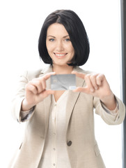 happy woman with credit card