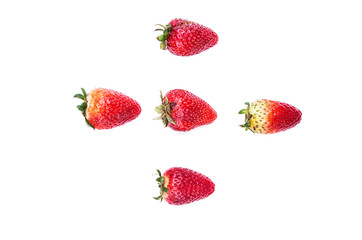 organic strawberries on white background
