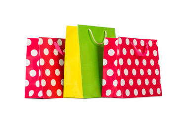 Colourful shopping bags isolated on white