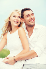 Fototapeta premium couple in shades at sea side