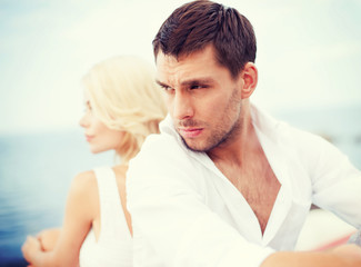 Fototapeta premium stressed man with woman outside