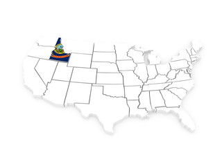 Three-dimensional map of Idaho. USA.