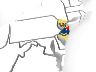 Three-dimensional map of New Jersey. USA.