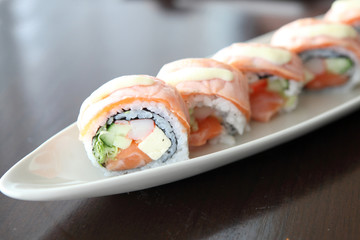 salmon sushi rolls