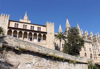 Palma de Mallorca, the royal palace of Almudaina and La Seu