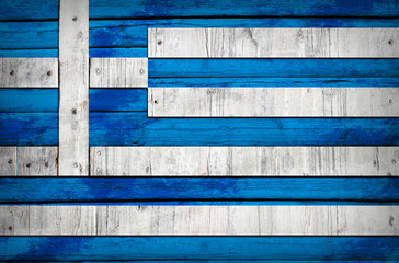 Greece flag painted on wooden boards