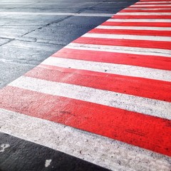 Crossroads with red and white stripes