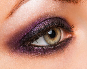 Beautiful womanish eye with glamorous makeup