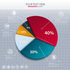 Vector pie chart - business statistics.