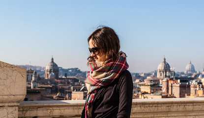 Portrait of a model wearing wearing sunglasses in Rome