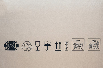 Set of packing symbols on carton box