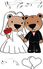 teddy bear cartoon married set