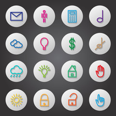 Flat Icons Set - Isolated On Black Background