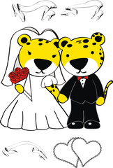 leopar wedding cute cartoon set