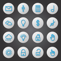 Flat Icons Set - Isolated On Black Background