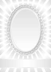 white background with rays and frame