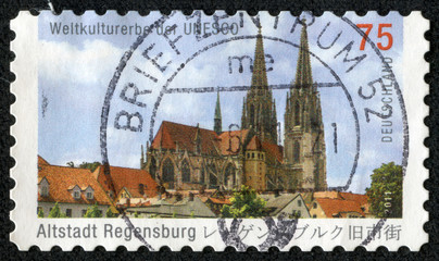 stamp shows image of the Regensburg historically also Ratisbon
