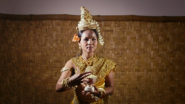 female dancer showing traditional cambodian dance, khmer art