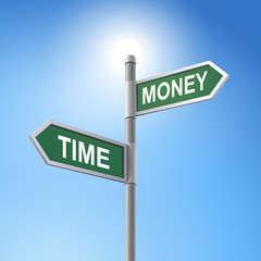 Obraz premium 3d road sign saying time and money