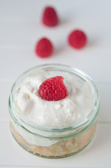 Himbeer Rhabarber Sahne Dessert