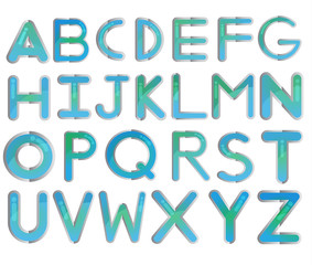 Blue Glass Font and White Background Vector