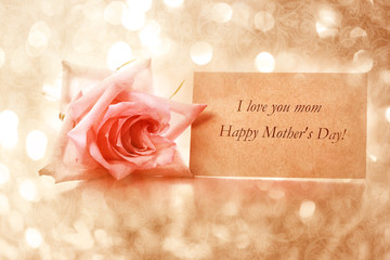 Mothers day message card with rose