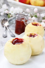 Apple stuffed with jam before baking
