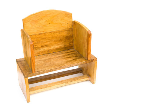 wooden chair for children on white with copy space