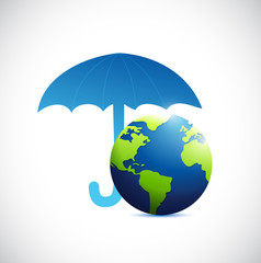 Fototapeta premium umbrella over a globe illustration design