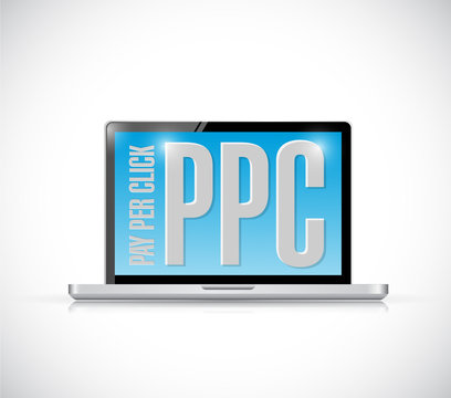 ppc message on a laptop. illustration design