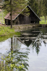 Fototapeta na wymiar cabin on cogrljevo lake, croatia