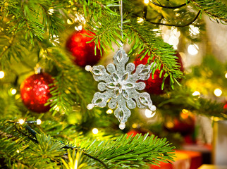 Obraz na płótnie Canvas Ornament in a real Christmas tree
