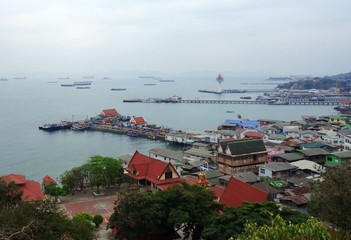 View of slum on an island