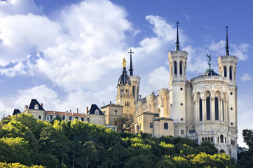 Basilica of Notre Dame de Fourviere, Lyon, France - obrazy, fototapety, plakaty
