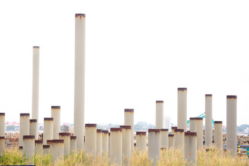 Rust Steel pipes in consruction site