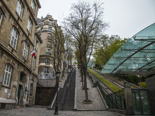 Paris, France. Picturesque street on the Montmartre hill
