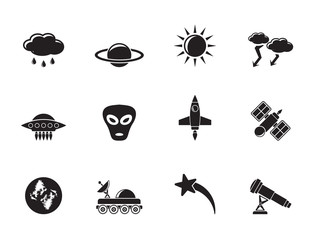 Silhouette Astronautics and Space and universe Icons