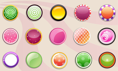 Set of round buttons colorful icon