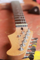 close up of the guitar