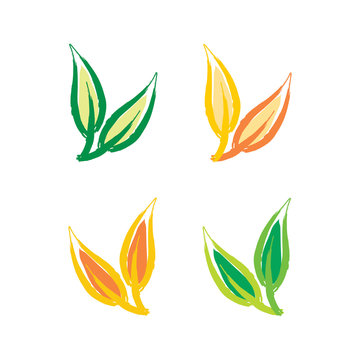 Abstract leaf icon set