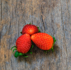 strawberry on wood background