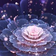 pink and gray fractal flower - digital artwork