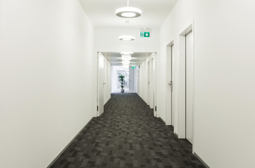 Interior, modern building, long corridor